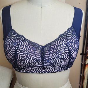 Wireless Lace Bra Plus Size 44 - Blue Lace